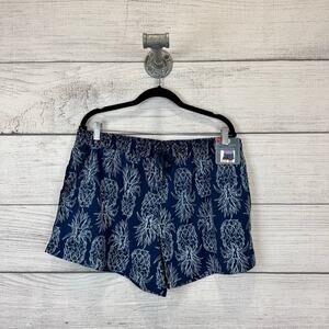 Lauren James Women's Summer Navy Pineapple Drawstring Shorts Size XL